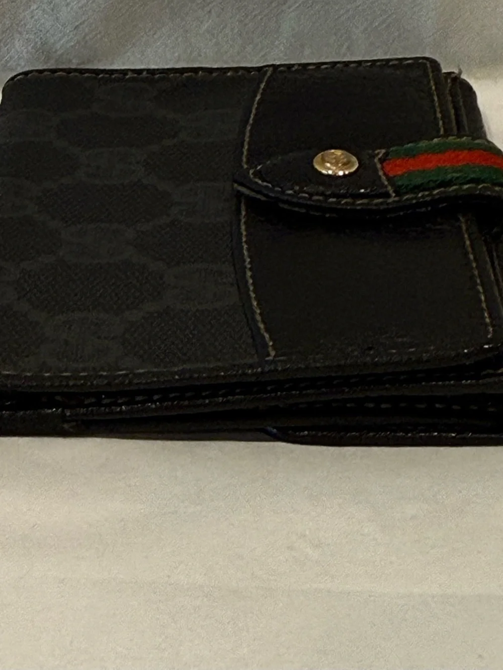 Vintage Gucci Black GG Canvas Wallet Sherry Line Accent - Picture 3 of 8